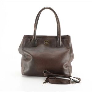 Chanel Cerf Executive Tote Bag in Dark Brown Grained Calfskin Leather